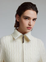 [Preview] Wool Yak Blend Cable Knit Women Two-Way Zip Cardigan GOELIA