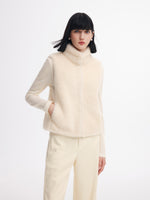 [Preview] 100% Shearling Wool Stand Collar Women Vest GOELIA