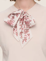 Cap Sleeve Knit Tank Top And 100% Ramie Skirt Two-Piece Set With Silk Scarf GOELIA
