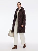 Diamond Quilted Hooded Unisex Long Goose Down Coat GOELIA