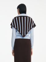 Tencel Wool Blend Striped Knit Triangular Scarf GOELIA