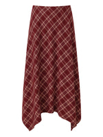 Plaid Asymmetrical Hem Women Skirt With Triangle Scarf GOELIA