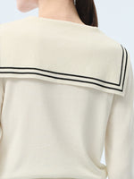 Tencel Blend Sailor Collar Women Knit Top GOELIA
