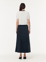 A Line Elastic Waist Pleat Women Maxi Skirt GOELIA