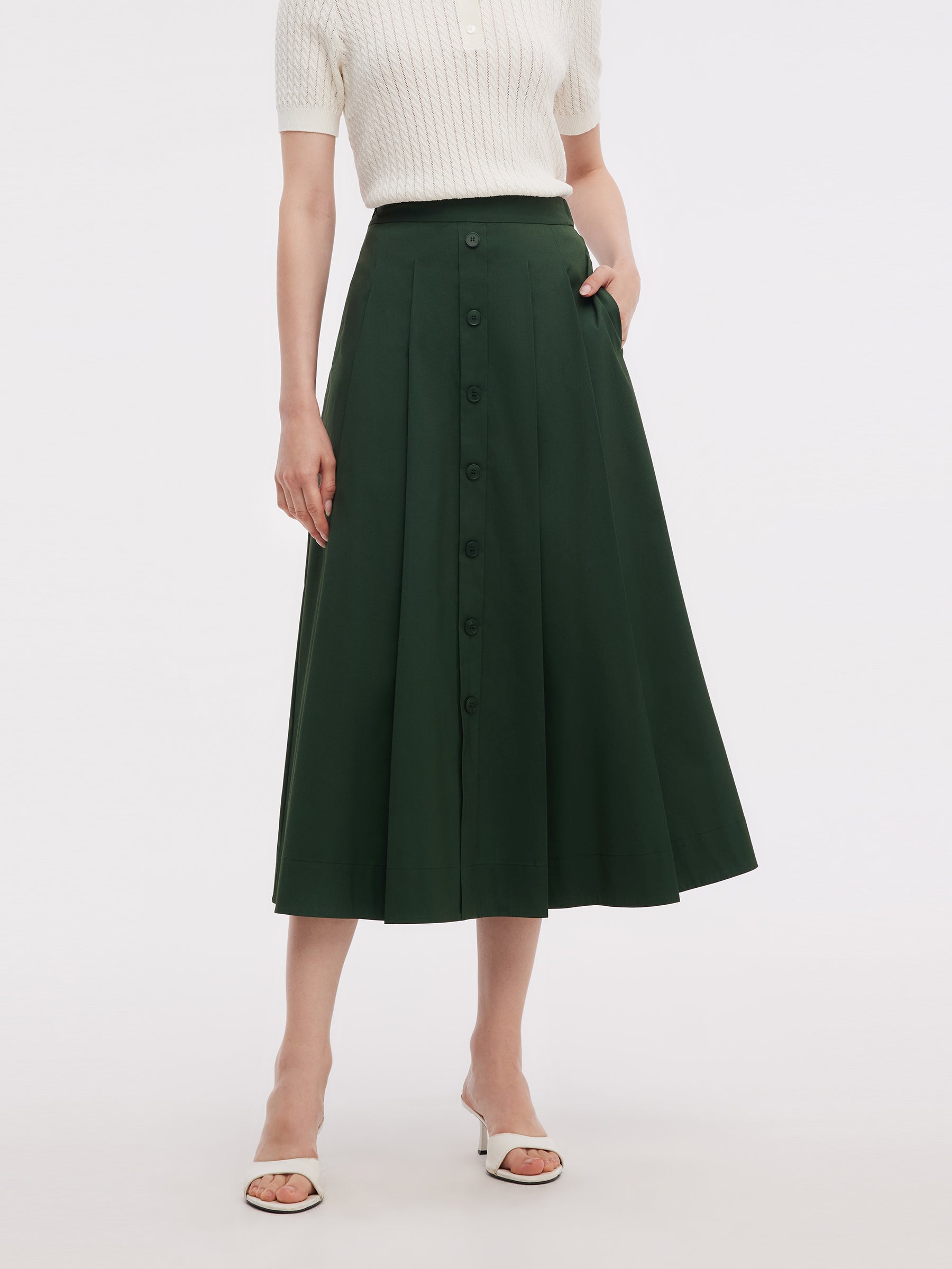A-Line High-Waisted Women Pleated Skirt GOELIA