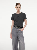 [Preview] Bowknot Print Gathered Waist Women T-Shirt GOELIA