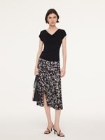 Tencel Mulberry Silk Cowl Neck Women Cap Sleeve Knit Top GOELIA