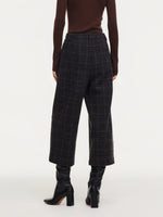100% Wool Plaid Women Wide Leg Pants GOELIA