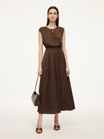 22MM Mulberry Silk Smocked Waist Women Maxi Dress GOELIA