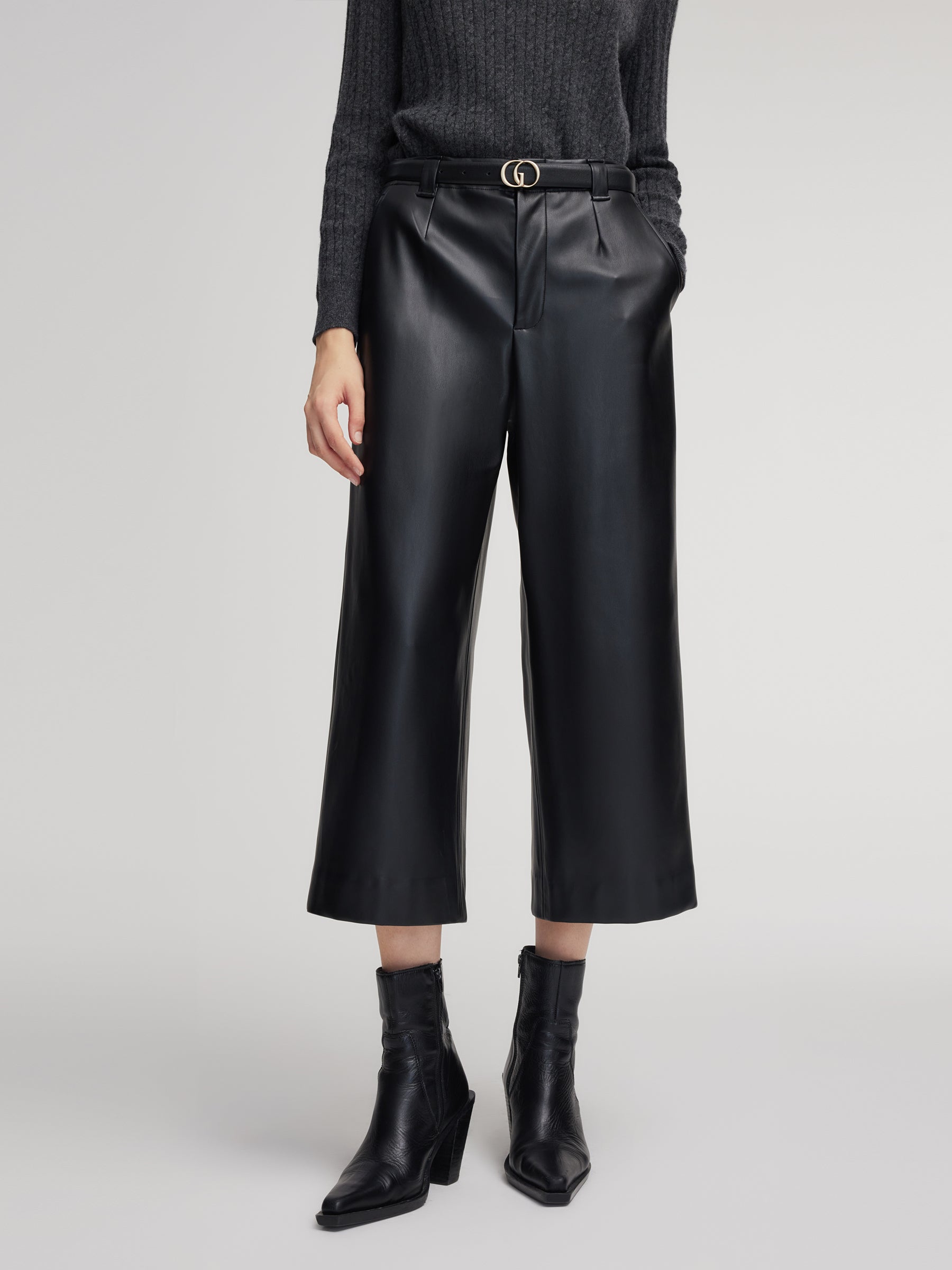 [Preview] PU Leather Wide Leg Women Pants GOELIA