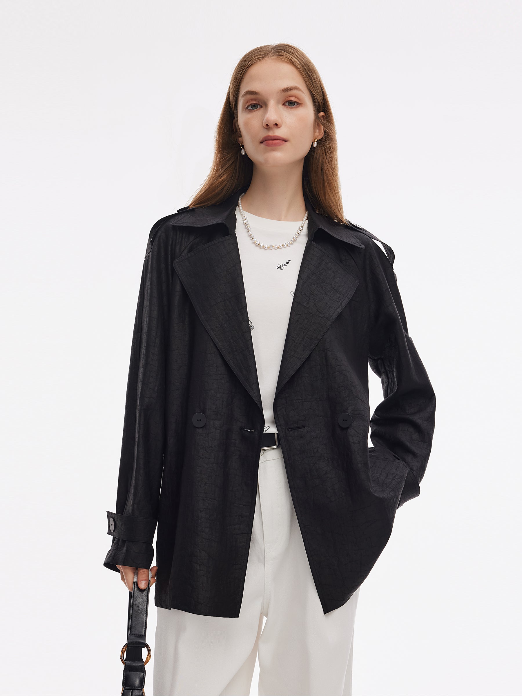 18MM Gambiered Canton Gauze Women Trench Coat GOELIA
