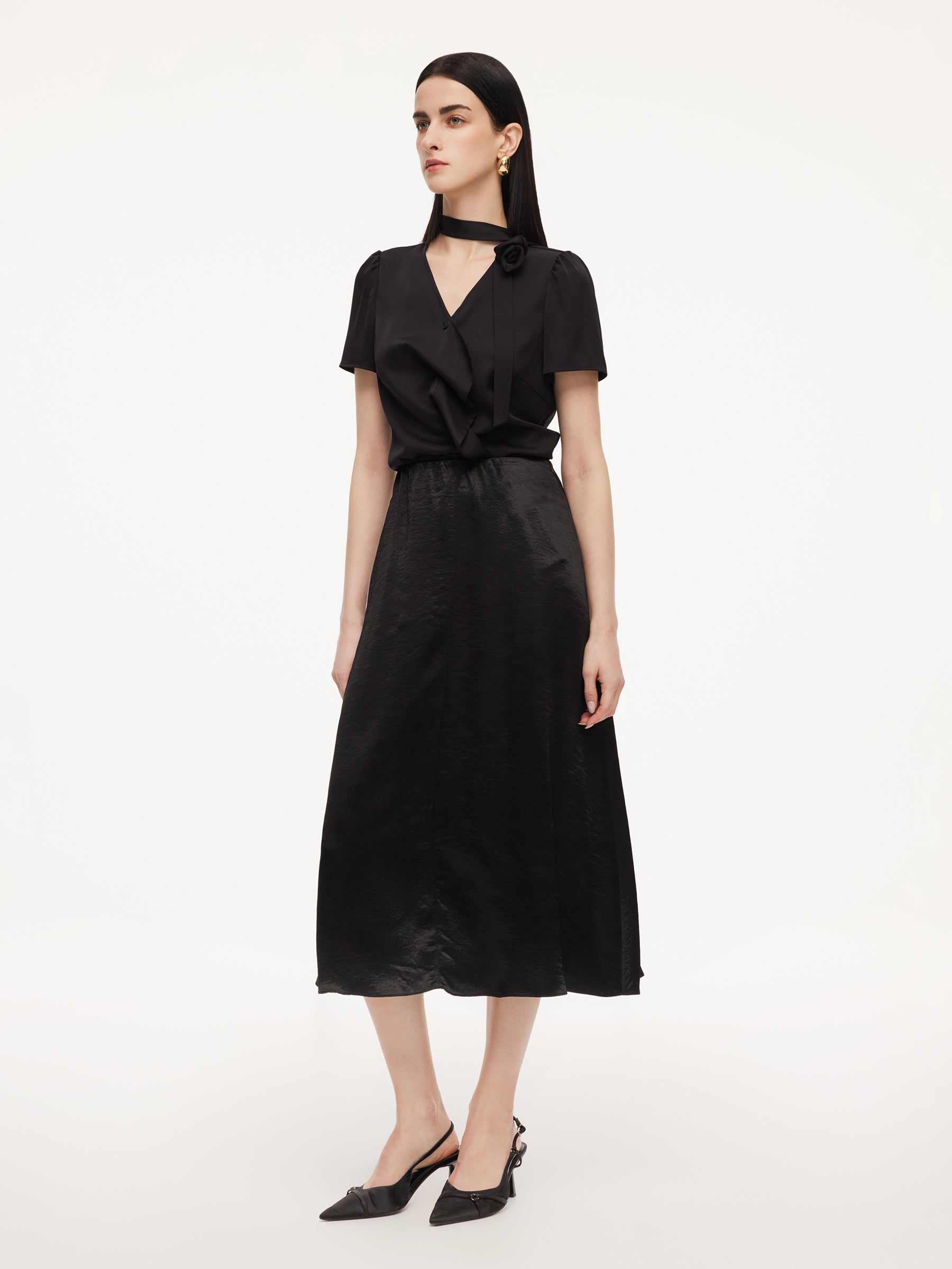 100% Acetate Women A-Line Skirt GOELIA