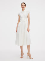 Tencel Blend Ruffle Cap Sleeve Women Maxi Dress GOELIA