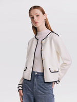 Contrast Soft Woolen Cardigan GOELIA