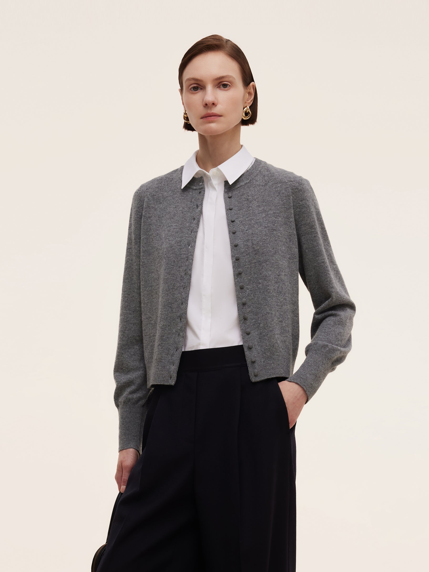 Cashmere Wool Blend Women Cardigan GOELIA