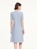 V-Neck Asymmetric Pleated Women Midi Dress GOELIA