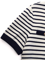 Lyocell Blend Stripe Gathered Waist Women Knit Mini Dress GOELIA