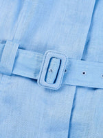 100% Linen Women Maxi Shirt Dress With Belt GOELIA