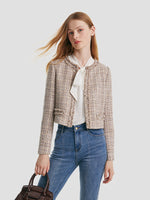 Tweed Frayed Women Crop Jacket GOELIA
