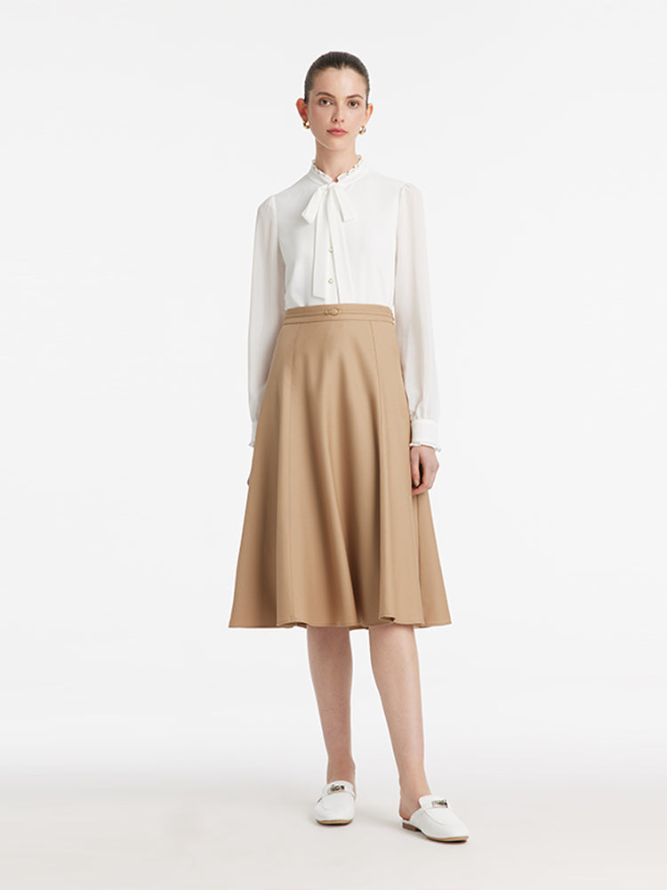 Worsted Wool A-Line Half Skirt GOELIA