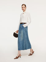 Acetate Blend Floral Neck Women Blouse GOELIA