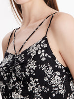 Camellia Printed Spaghetti Strap Women Maxi Dress GOELIA