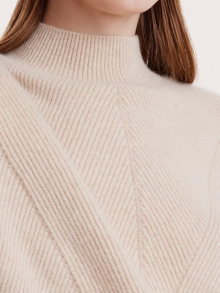 Beige Pure Cashmere Mock Neck Sweater GOELIA