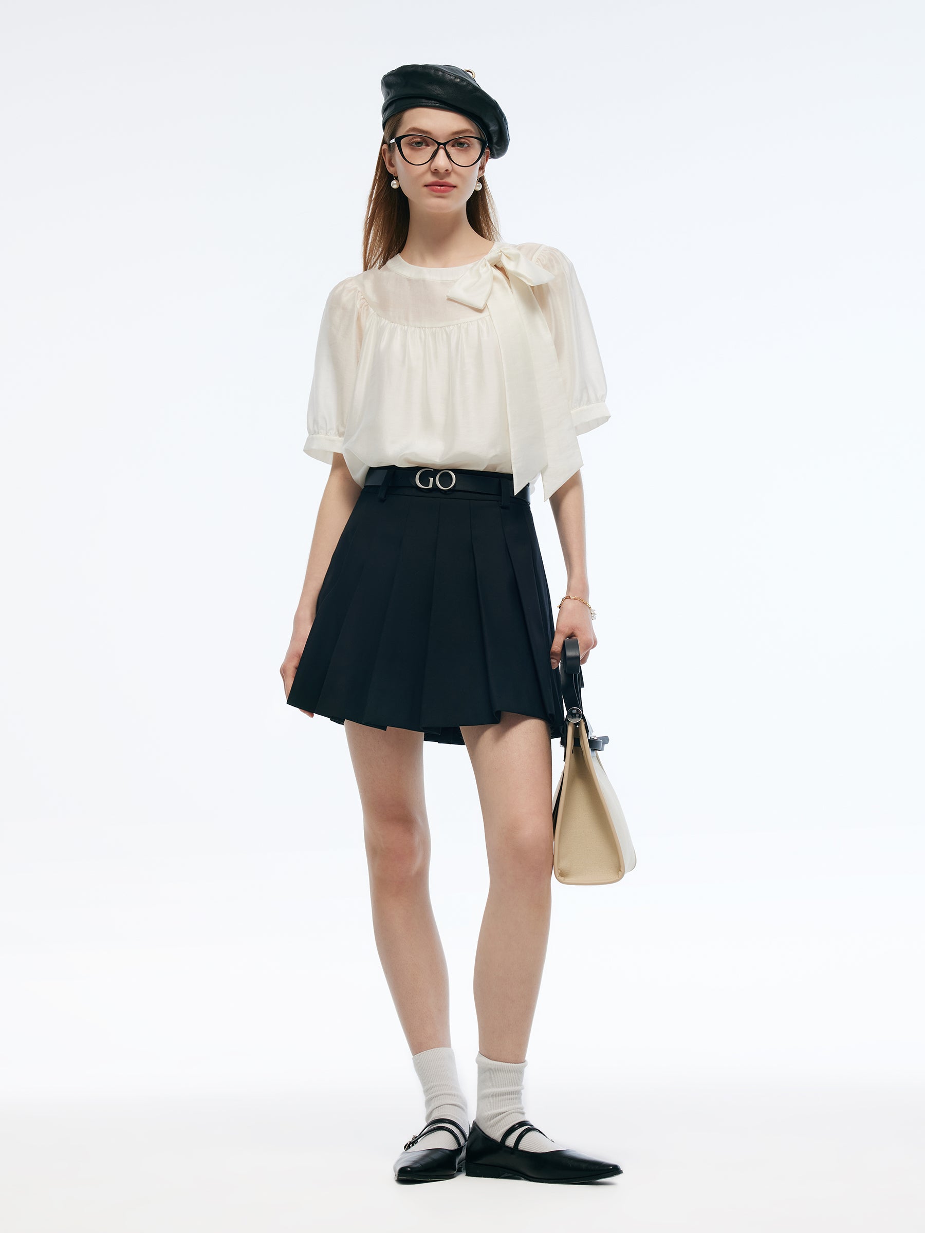 Tencel Blend Women Puff-sleeved Blouse GOELIA