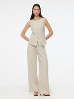 100% Linen Vest And Pants Two-Piece Set GOELIA