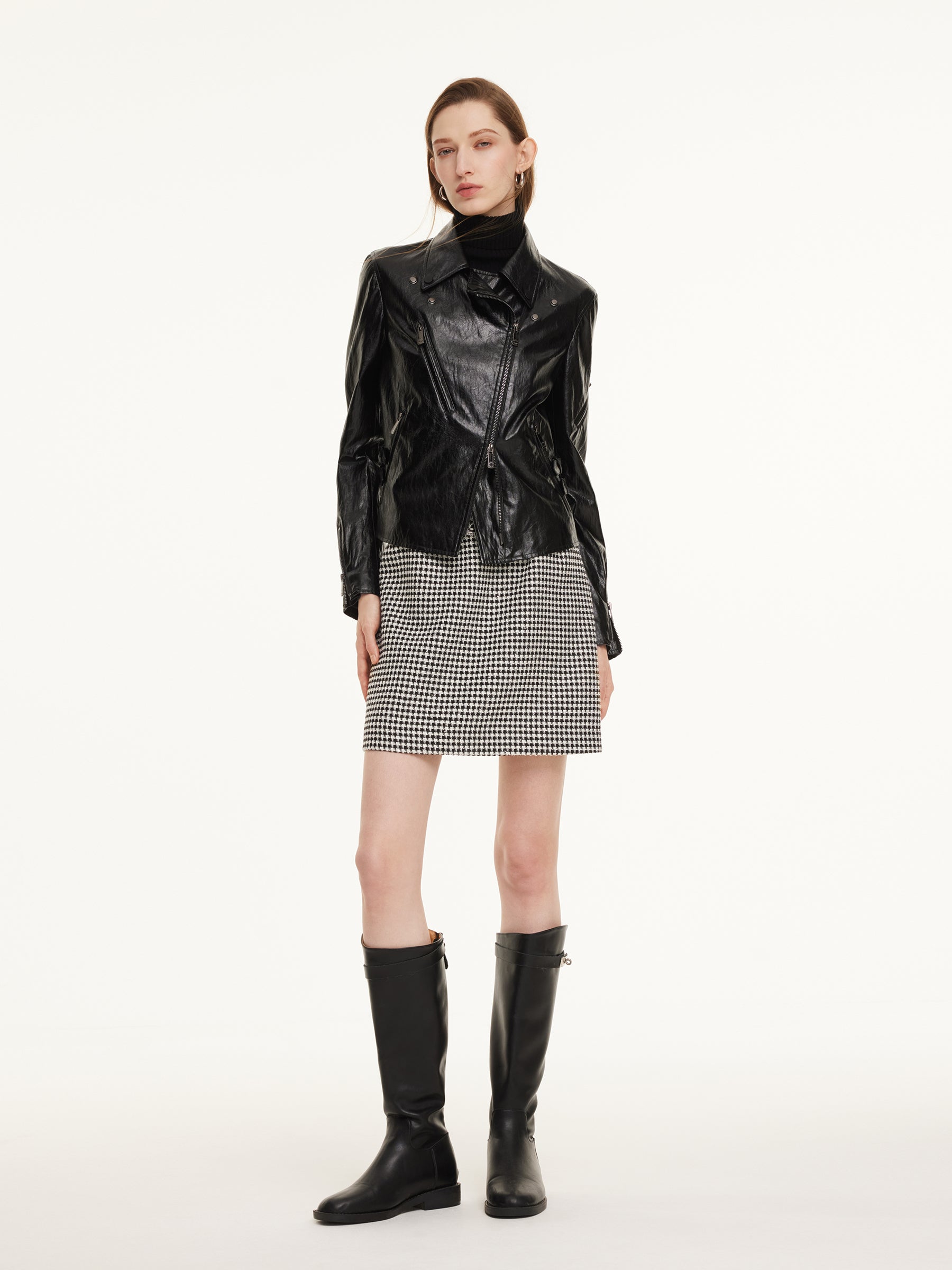 PU Leather Adjustable Waist Women Jacket GOELIA