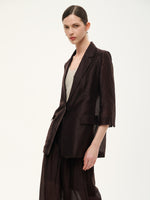 Tencel Linen Blend 3/4 Sleeve Women Blazer GOELIA
