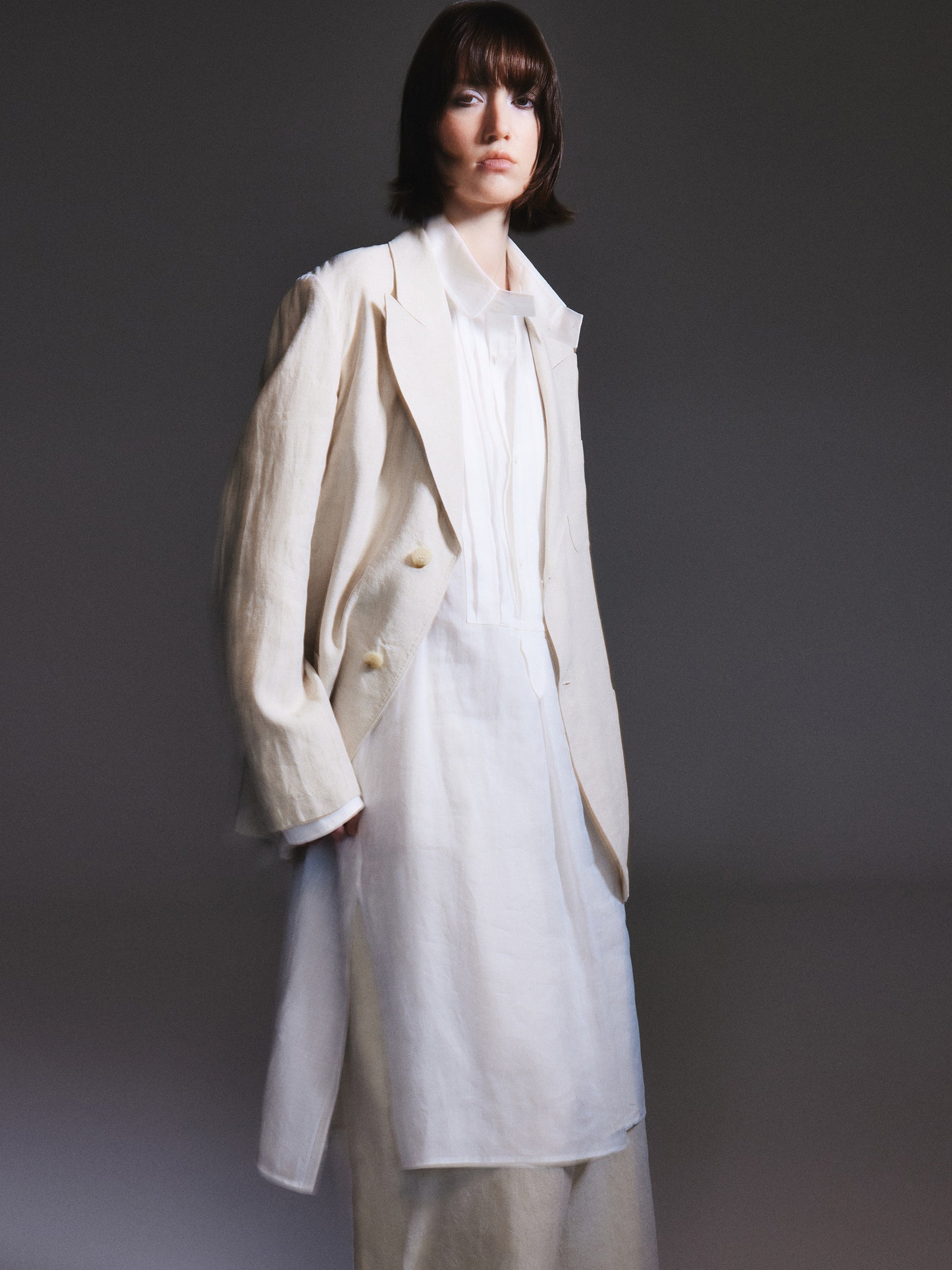 100% Linen Loose Fit X-Line Unisex Blazer GOELIA