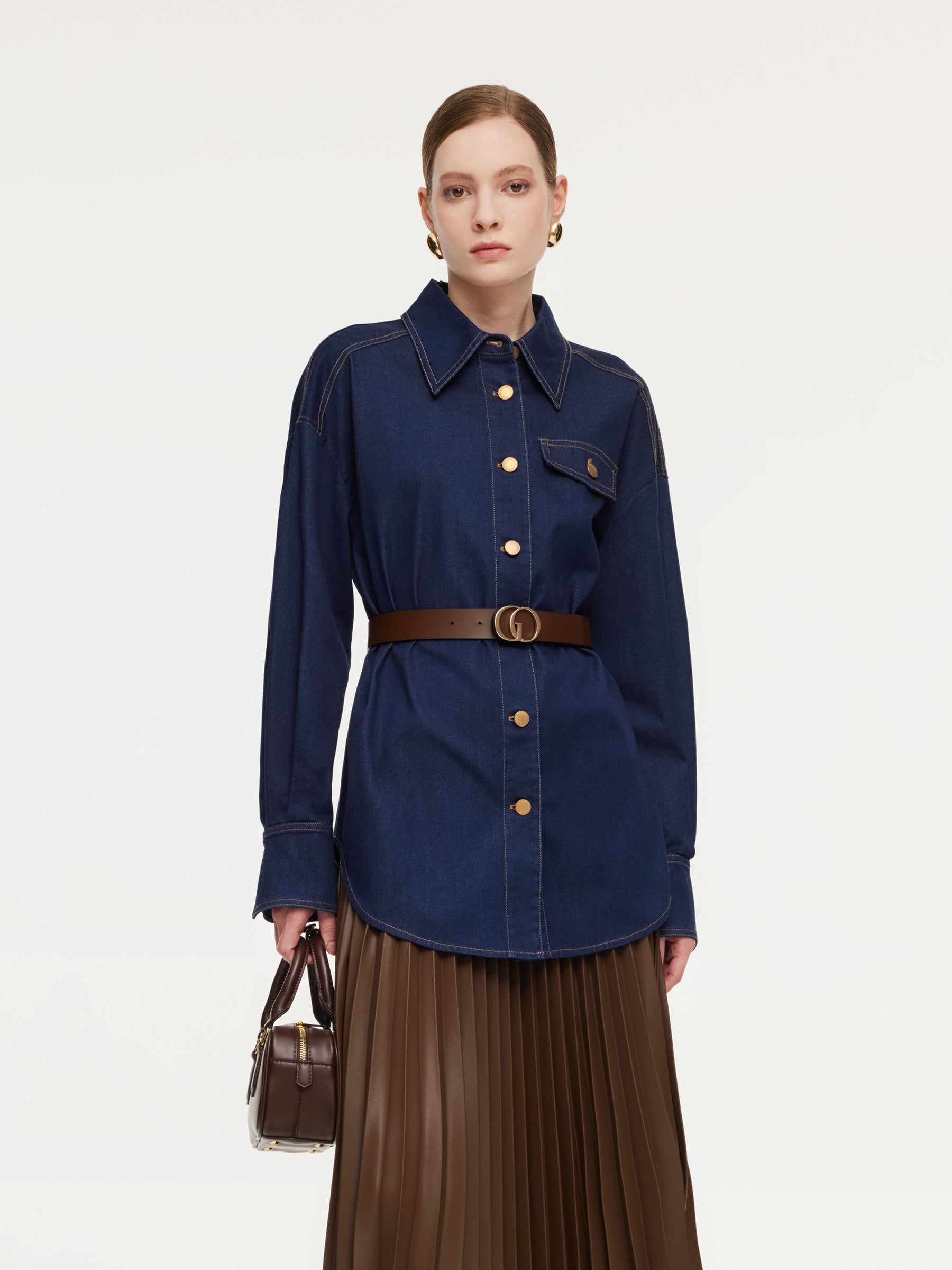 [Preview] Denim Loose Fit H-Line Women Shirt GOELIA