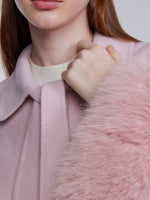 [Preview] Tencel Wool Tie-Neck Women Coat With Detachable Fur Cuffs GOELIA