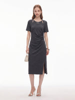 Cut Out Side Twist Women Knit Midi Dress GOELIA