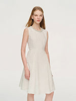 [Preview] Jacquard Beaded Neckline Women Sleeveless Midi Dress GOELIA