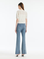 Back-Slit Denim Flared Women Jeans GOELIA