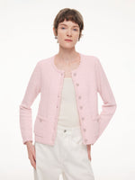 Round Neck Single-Breasted Women Textured Cardigan GOELIA