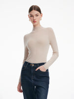 [Preview] 100% Wool Seamless Mock Neck Women Knit Top GOELIA