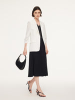 Triacetate Blend One Button Women Ruched Sleeve Blazer GOELIA