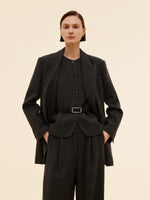 100% Washable Wool Notched Collar Women Blazer GOELIA
