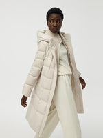 Patchwork Hooded Long Goose Down Coat GOELIA