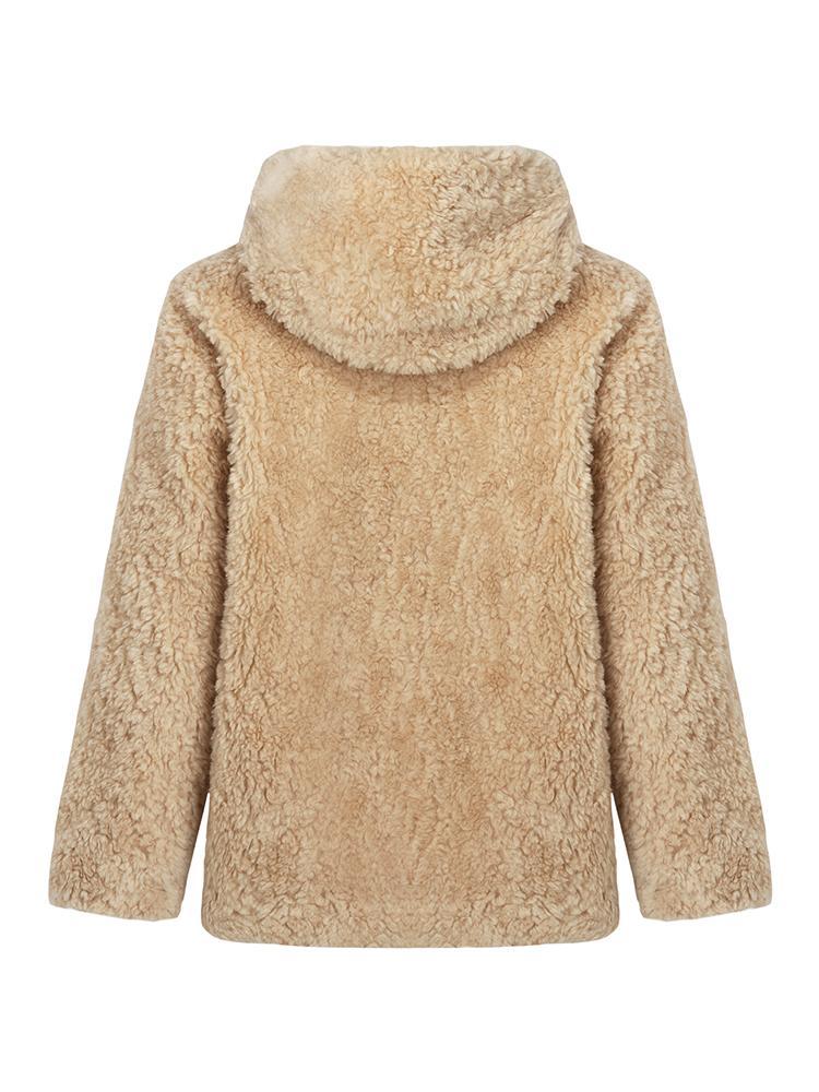 Pure Wool Hooded Short Velour Coat GOELIA