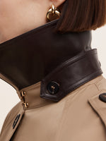 Cotton Self-Tie Belt Women Long Trench Coat GOELIA