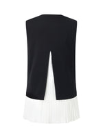 Lyocell Blend Knit Tank Top And Back Pleated Blouse Two-Piece Set GOELIA