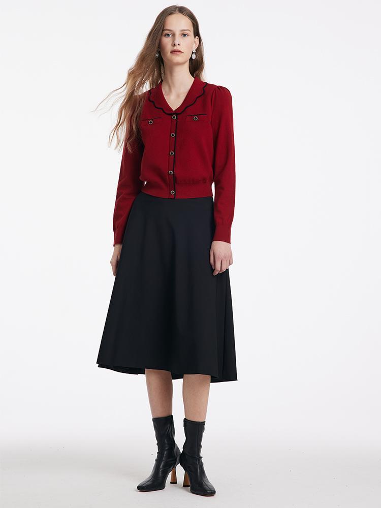 Tencel Wool V-Neck Sweater And Half Skirt Two-Piece Set GOELIA