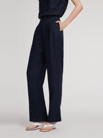 100% Linen Straight Leg Women Pants GOELIA