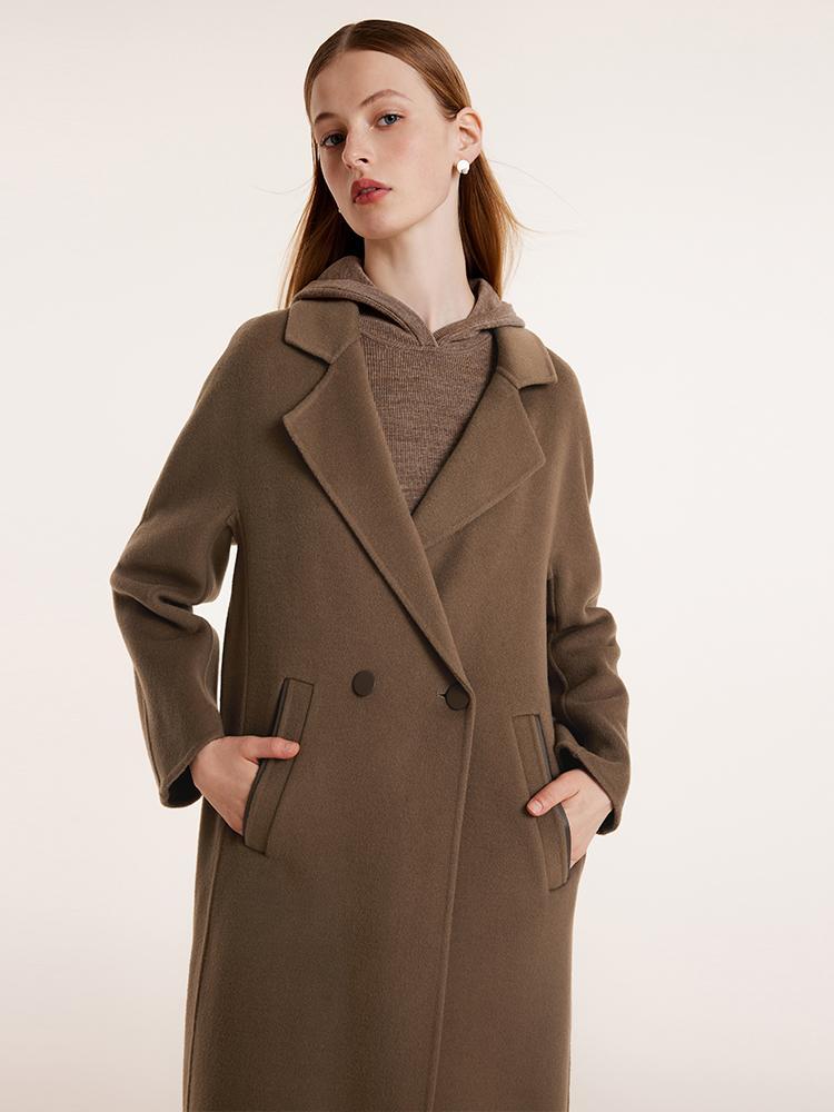 Coffee Tencel Wool Double-Faced Coat GOELIA