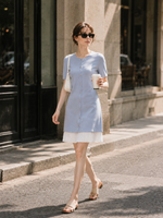 Tencel Blend Color Block Women Knit Mini Dress GOELIA