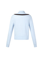 [Preview] Lyocell Wool Blend Contrast Trim Women Zip-Up Cardigan GOELIA